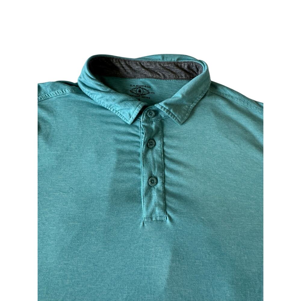G.H. Bass & Co. Men’s Polo Shirt Large Blue Stretch Performance Soft Knit Casual - Picture 3 of 9